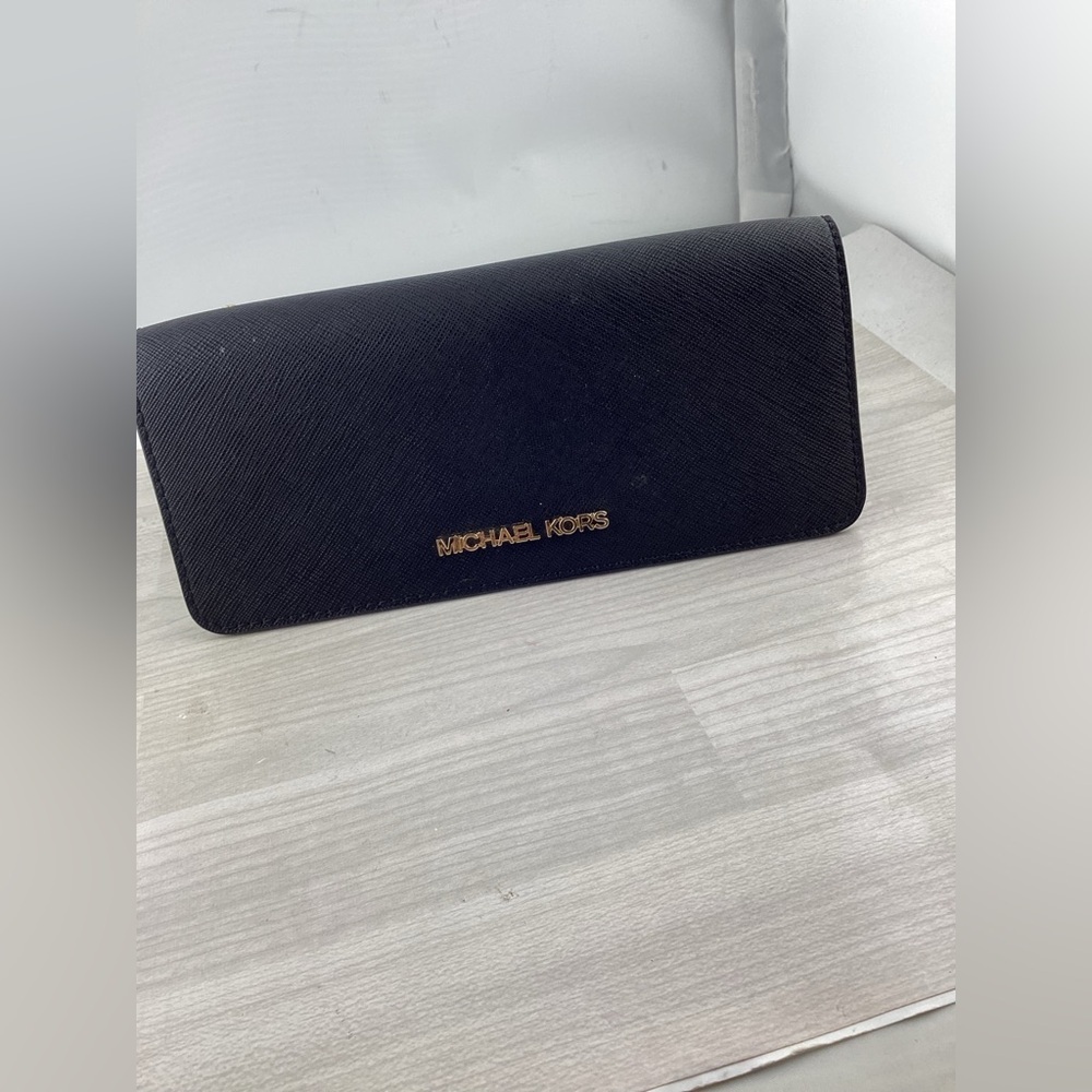 Michael Kors Black Clutch with Gold Logo